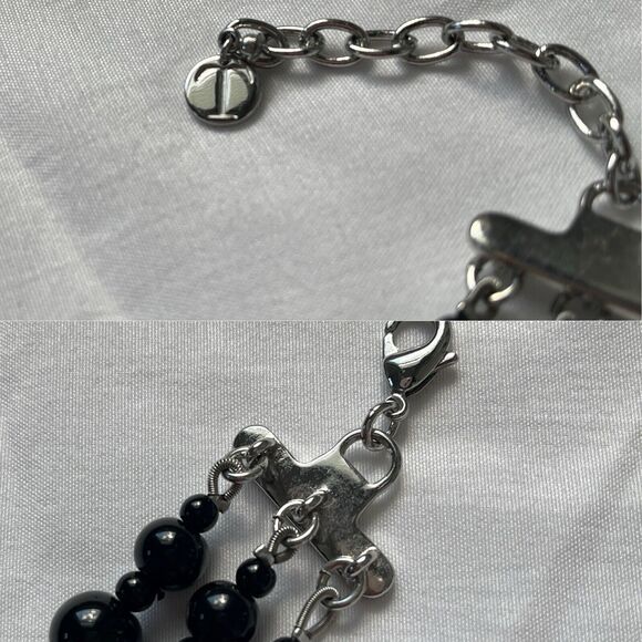 Talbots Black Glass ?? Beaded Multi strand Necklace, elegant, statement piece - Picture 3 of 5